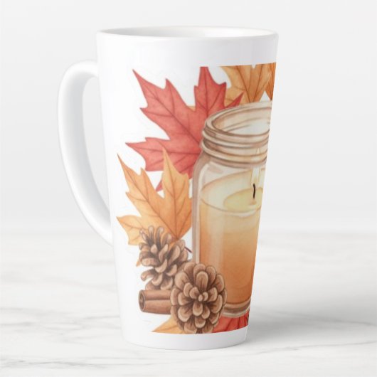 Cozy Fall Candle with Maple Leaves | Autumn Design Latte Mok (Linkerhoek)