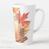 Cozy Fall Candle with Maple Leaves | Autumn Design Latte Mok (Rechts)
