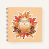 Cozy Fall Candle with Maple Leaves | Autumn Design Notitieboek (Voorkant)