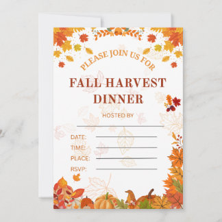 Cozy Fall Harvest Dinner Invitation Kaart