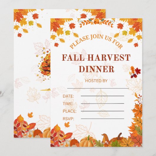 Cozy Fall Harvest Dinner Invitation Kaart (Voorkant / Achterkant)