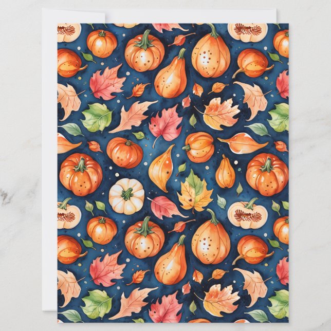 Cozy Fall Harvest Gourd & Pumpkin Pattern Paper (Voorkant)