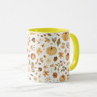 Cozy Fall Harvest Watercolor Mug | Autumn Pumpkin Mok