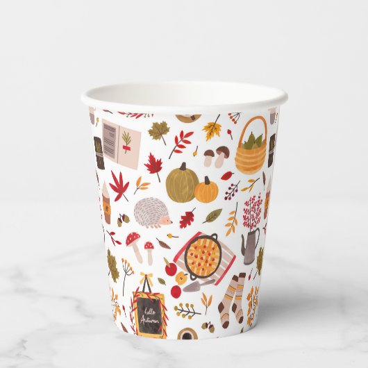 Cozy Fall Icons & Harvest Whimsy Papieren Bekers (Achterkant)