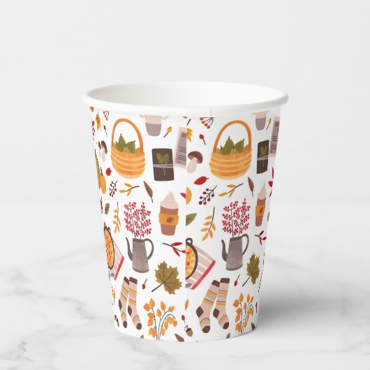 Cozy Fall Icons & Harvest Whimsy Papieren Bekers (Rechts)