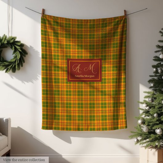 Cozy Fall Plaid Blanket Personalized Farmhouse Fleece Deken