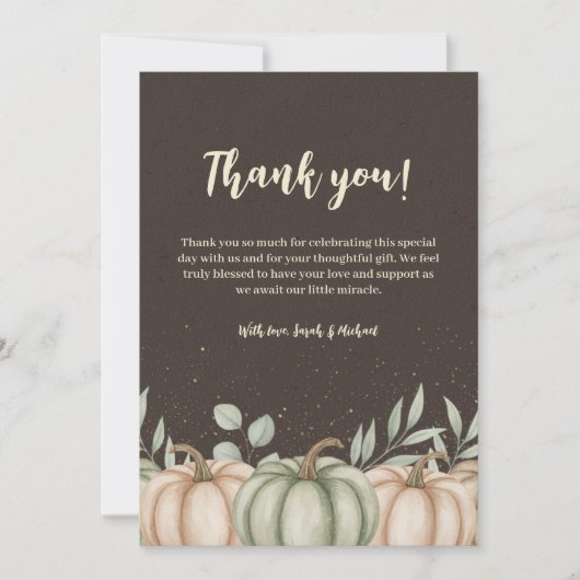 Cozy Fall Pumpkin Baby Shower Thank You Card Bedankkaart (Voorkant)