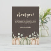 Cozy Fall Pumpkin Baby Shower Thank You Card Bedankkaart (Staand voorkant)