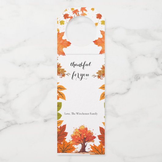 Cozy Fall Thanksgiving Dinner Party Flessenhanger (Voorkant)