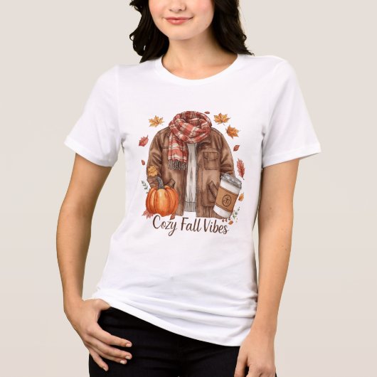 Cozy Fall Vibes T-Shirt – Autumn Outfit Aesthetic (Voorkant)
