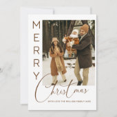 Cozy Family Snowy Cabin Merry Christmas Photo Card Feestdagenkaart (Voorkant)