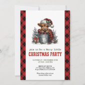 Cozy farmhouse highland cow Christmas invitation Kaart (Voorkant)