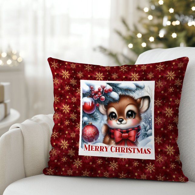 Cozy Fawn Christmas Pillow Gift for Kids Snowy  Kussen (Cozy Fawn Christmas Pillow Gift for Kids Snowy Decor)
