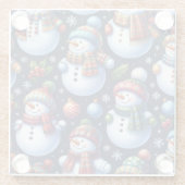 Cozy Festive Snowman Glazen Onderzetter (Achterkant)
