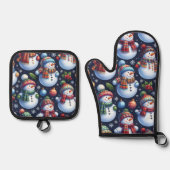 Cozy Festive Snowman Ovenwant & Pannenlap Set (Voorkant)