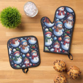 Cozy Festive Snowman Ovenwant & Pannenlap Set (Top down)