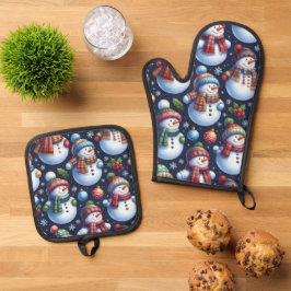 Cozy Festive Snowman Ovenwant & Pannenlap Set