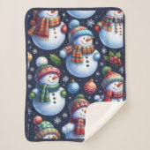 Cozy Festive Snowman Sherpa Deken (Voorkant)