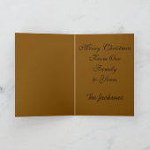 Cozy Fire with Bears Custom Christmas Kaart (Binnen)