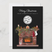 Cozy Fireplace Business Logo Feestdagenkaart (Voorkant)