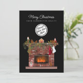 Cozy Fireplace Business Logo Feestdagenkaart (Staand voorkant)