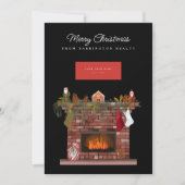 Cozy Fireplace Business Logo Feestdagenkaart (Voorkant)