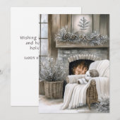 Cozy Fireplace Christmas Feestdagenkaart (Voorkant / Achterkant)