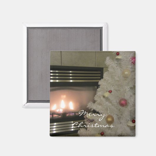 Cozy Fireplace en kerstboom Magneet (Voorkant / Achterkant)