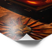 Cozy fireplace foto print. afdruk (Hoek)