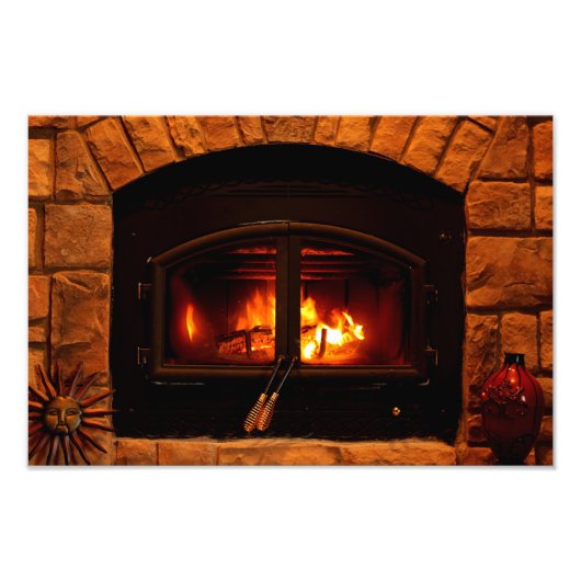Cozy fireplace foto print. afdruk (Voorkant)