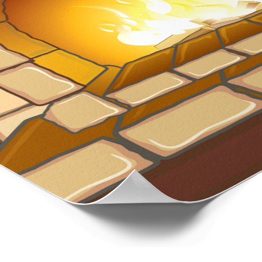 Cozy Fireplace Illustratie Poster (Hoek)
