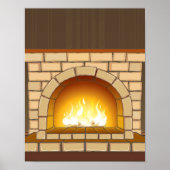 Cozy Fireplace Illustratie Poster (Voorkant)