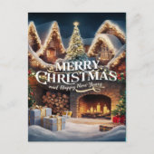 Cozy Fireplace kerstkaart Briefkaart (Voorkant)