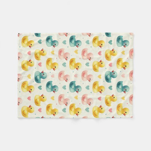 Cozy Fleece Pastel Watercolor Duck Pattern Blanket (Voorkant (Horizontaal))