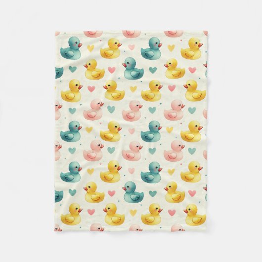 Cozy Fleece Pastel Watercolor Duck Pattern Blanket (Voorkant)