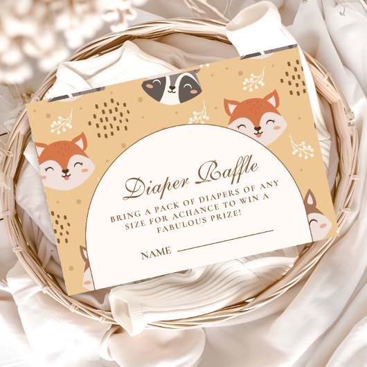 Cozy Forest Animals Diapper Raffle Informatiekaartje