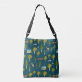 Cozy Forest Cabin and Animals Crossbody Tas (Achterkant)