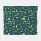 Cozy Forest Cabin and Animals Fleece Blanket (Voorkant (Horizontaal))