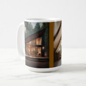 Cozy Forest Cabin Coffee Mok – Modern Glazen Huis  (Voorkant links)