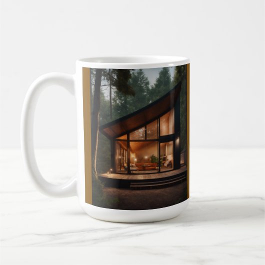 Cozy Forest Cabin Coffee Mok – Modern Glazen Huis  (Links)