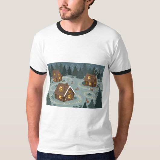 Cozy Forest Cottage Cluster T-shirt (Voorkant)