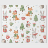 Cozy Forest Friends Holiday Gift Wrap Cadeaupapier (Vlak)