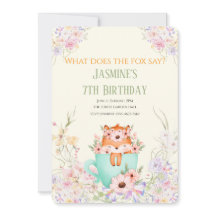 Cozy Fox Forest Magical Floral Birthday Invitation