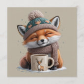Cozy Fox Winter Season Animal Coffee Holiday Kaart (Voorkant)