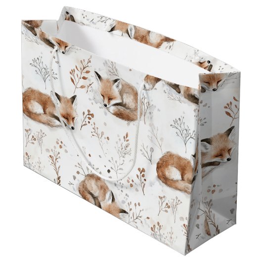 Cozy Foxes Animals Christmas Groot Cadeauzakje (Achterkant Gekanteld)