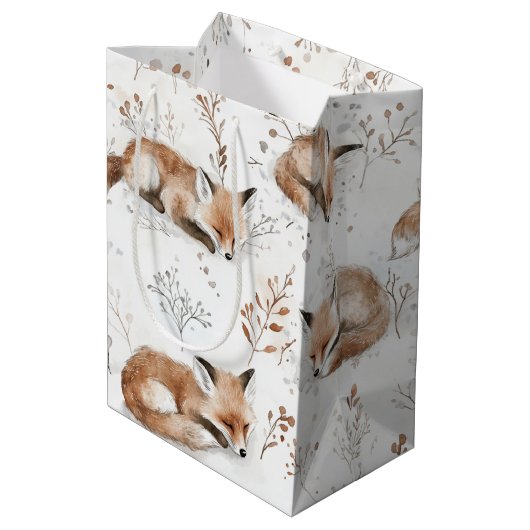 Cozy Foxes Animals Christmas Medium Cadeauzakje (Achterkant Gekanteld)