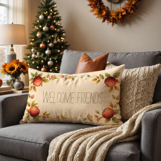 Cozy Friendsgiving Autumn Leaves Apples Warm Decor Kussen