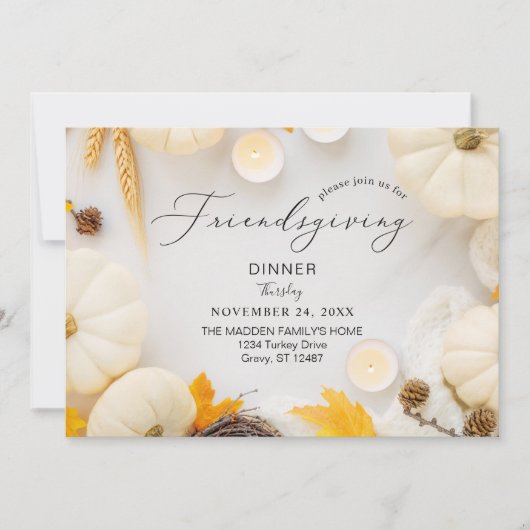 Cozy Friendsgiving Thanksgiving Pumpkin Dinner Kaart (Voorkant)