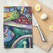 Cozy Frog Christmas & New Year Card Theedoek (Quarter Fold)