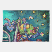 Cozy Frog Christmas & New Year Card Theedoek (Horizontaal)